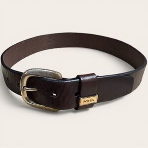 Fossil Classic Belt Womens Size S Brown Classic Casual Nickel Buckle Logo Keeper
